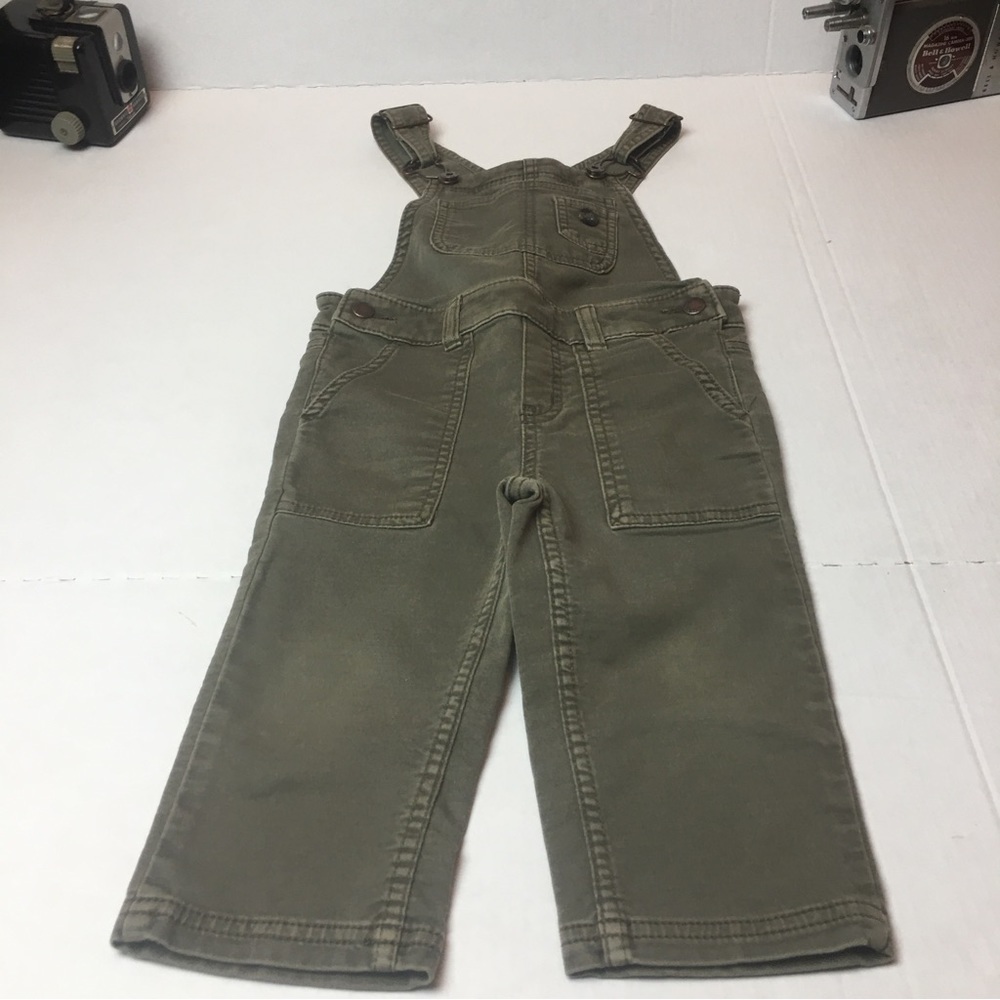 Genuine Kids OshKosh 2T Olive Green Denim Overalls Utility Workwear